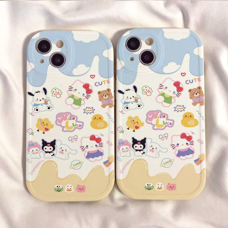 Creative Fun HelloKitty การ ์ ตูนโทรศัพท ์ เหมาะสําหรับ iPhone 11 12 13 14 15 Plus Pro MAX X XR XS M