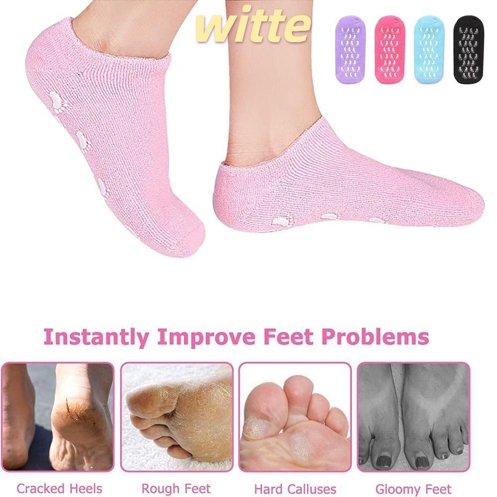 Witte Moisturizing Socks, Pedicure Repairing Spa Gel Feet Lotion Socks, Dry Cracked Reusable Women Foot Heel Care