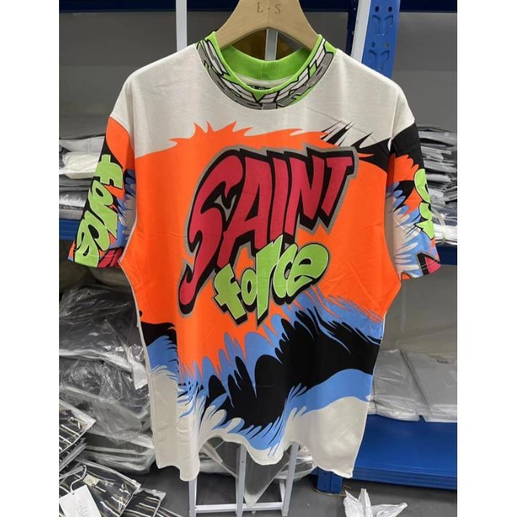 Saint Micheal force graffiti l/s tee Retro Racing Style graffiti Short Sleeve T-Shirt