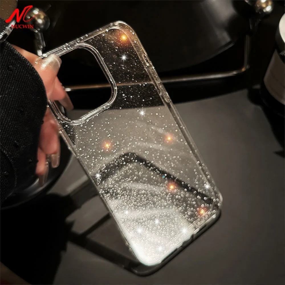 โปร่งใสglitterสําหรับiphone 16 11 12 13 14 15 Pro Max 15 Plus Ultra Thin Clear Soft TPUกันกระแทกสําหรับiPhone15ProMax