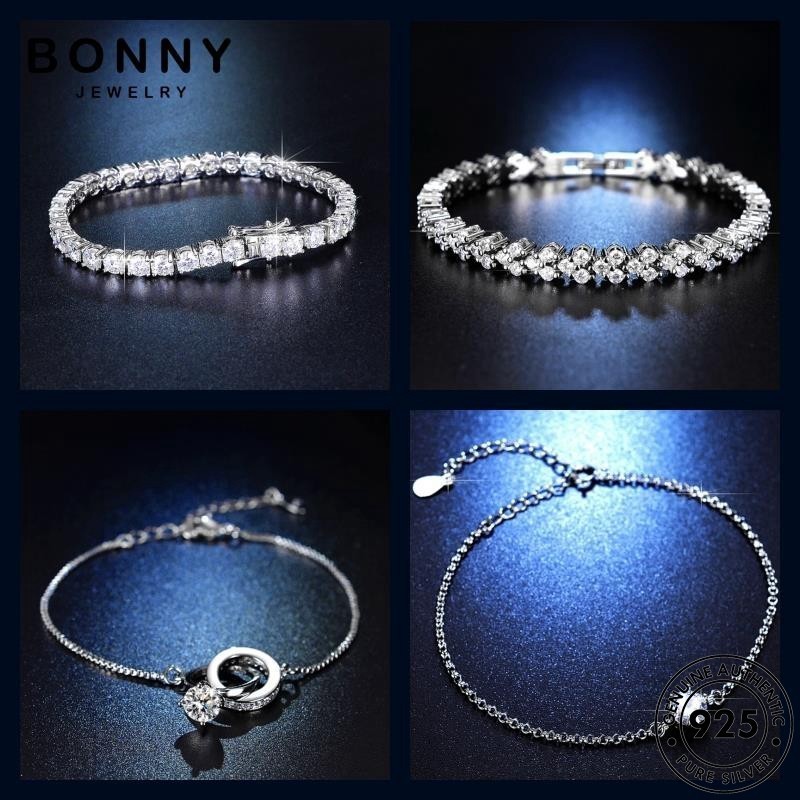 BONNY JEWELRY แฟชั่น ผู้หญิง เงิน กำไล กำไลข้อมือ 925 แท้ เพชร M134