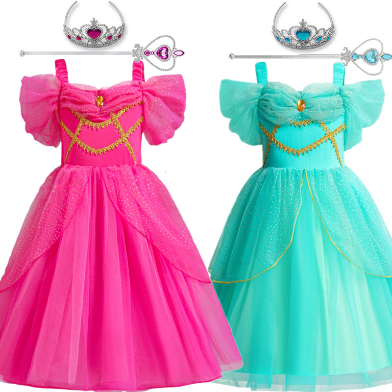 Nnjxd สาวแฟนซีเครื ่ องแต ่ งกายสําหรับเด ็ ก 3-8Y Jasmine คอสเพลย ์ วันเกิดชุดเจ ้ าหญิงฮาโลวีน Carnival Party ชุดสาว Aladdin ชุด