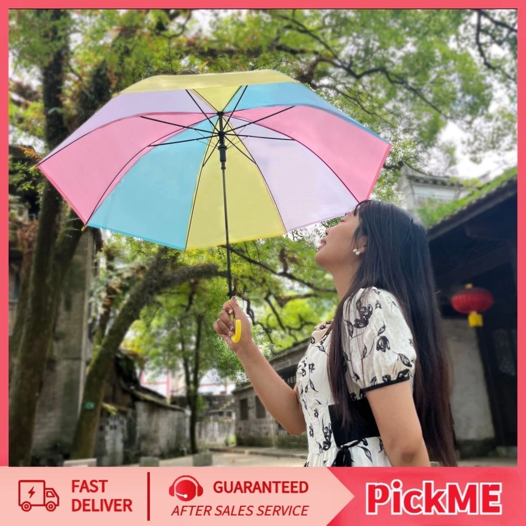 ร่มแดด, ร่มฝน, ร่มอัลตราไวโอเลตพกพาสะดวกมี ร่มแฟชั่นญี่ปุ่น ร่มยาวเรนโบว์สีพาสเทล คุณภาพดีราคาถูกมีหลายสีให้เลือก