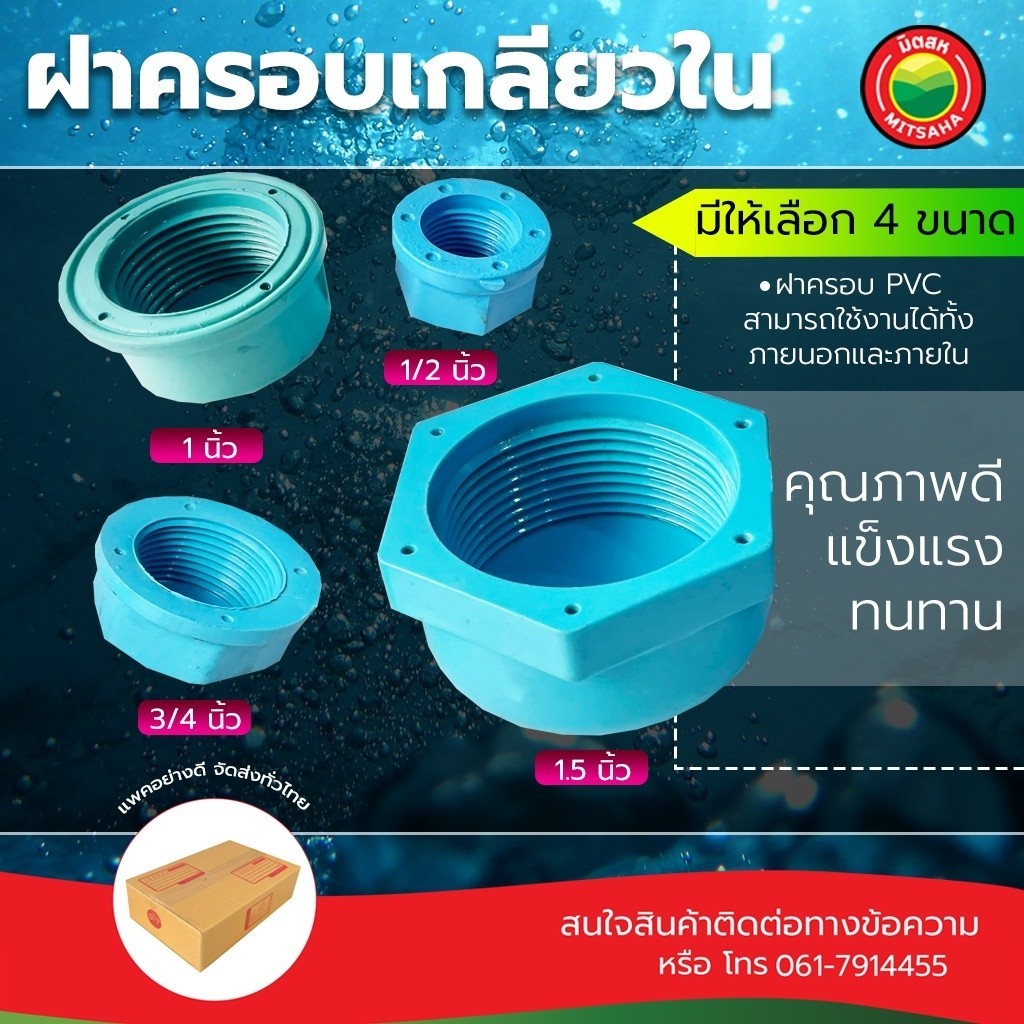 ฝาครอบพีวีซี 3/4, 1/2, 1, 1.5 นิ้ว INTERNAL THREAD CAP ฝา ครอบ ปิด อุด ท่อ เกลียวใน พีวีซี ข้อต่อ หัวปิดท่อ วีบ้าน