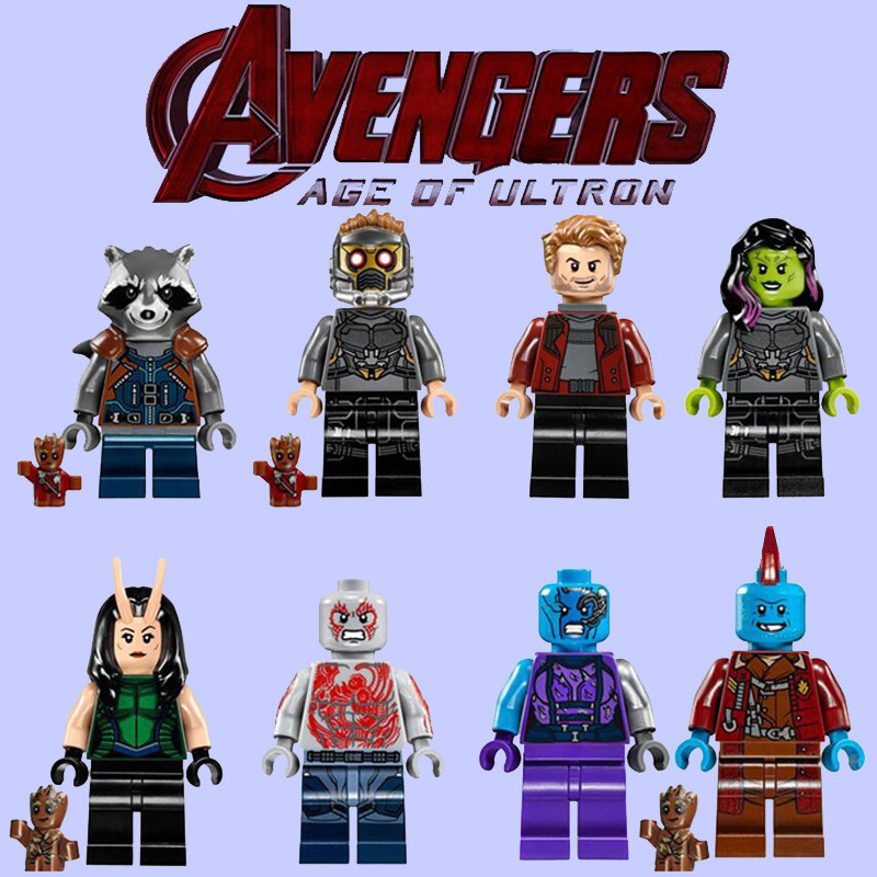 ใช ้ งานร ่ วมกับ Lego Galaxy Guard 2 Avengers 3 Star Lord Rocket Raccoon Boy Minifigure Building Block ของเล ่ น