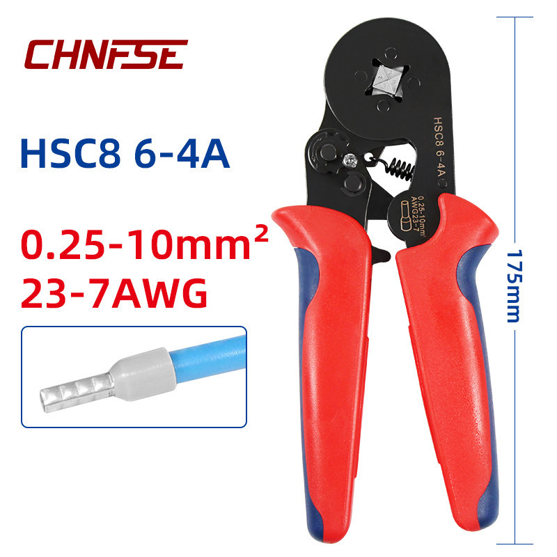 คุณภาพสูง HSC8 6-4A Crimping คีม VE Tube Terminals สําหรับการเชื ่ อมต ่ อสายไฟที ่ มีประสิทธิภาพ Crimping คีม Terminal Multitool คีม
