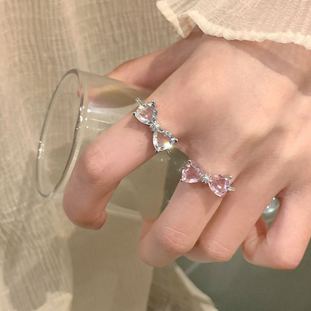 ผู ้ หญิง Casual Bowknot แหวน Rhinestone แหวนโลหะผสม