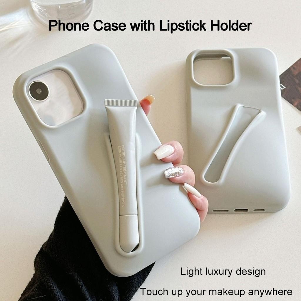 Rhode Lip Case ลิปสติกเคสโทรศัพท์โทรศัพท์มือถือซิลิโคนอ่อนนุ่มพร้อมที่วางลิปเคลือบเคสโทรศัพท์สร้างสรรค์พร้อม Vent สําหรับลิปสติก bytumth