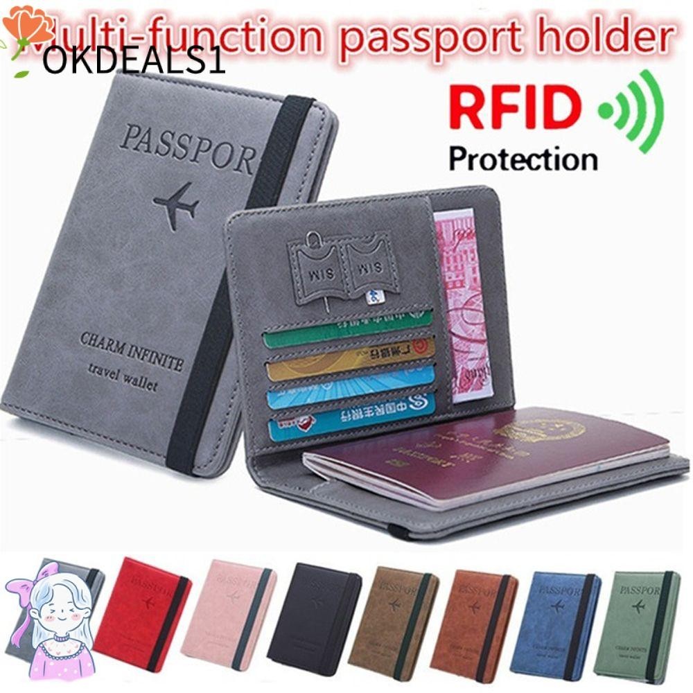 Dealshop กระเป๋าสตางค์ ใส่หนังสือเดินทาง บัตรเครดิต เอกสาร แบบบางเฉียบ RFID