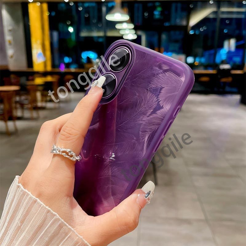 สําหรับ OPPO A6 Pro 5G 4G A6Pro 2025 เคสโทรศัพท์ฝาหลัง Glitter Soft TPU ซิลิโคน Bling Feather รูปแบบกันชนกันกระแทกเลนส์กล้องป้องกัน ราคา ถูกที่สุด ดีลบีเคเค แกลเลอรีภาพที่ 5