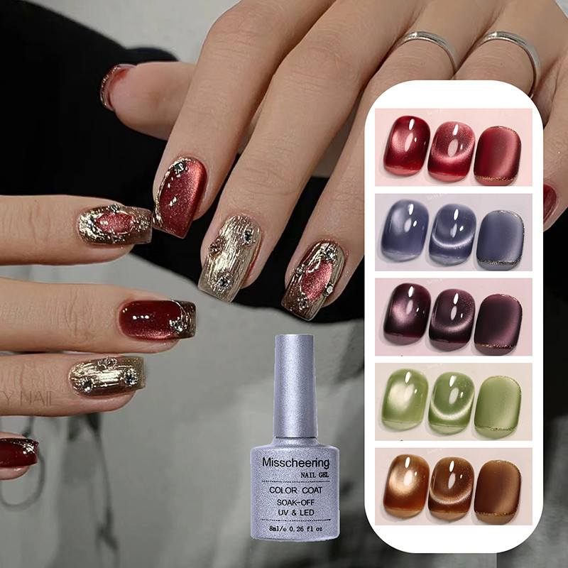 แก้วซาติน Cat Eye Gel สําหรับเล็บ 8ML Beautylux Vernis กึ่งถาวร Soak Off UV/LED เล็บเจลโปแลนด์คริสตัลเคลือบเงา