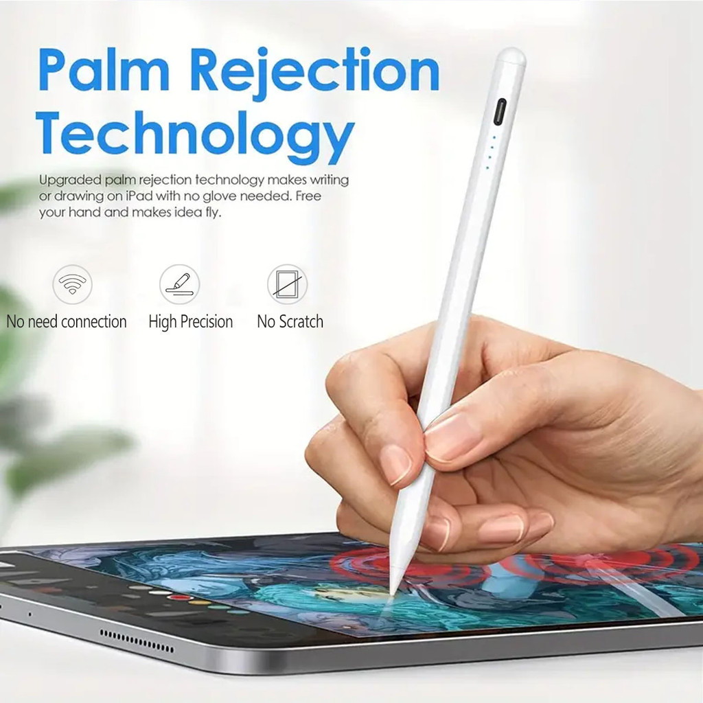 ปากกาไอแพด/ปากกาทัชสกรีน/ปากกาสไตลัส Stylus Penสำหรับ iPad Mini6 Air5 Air4 Air3 Gen10 gen9/8/7/6 Pro 11 12.9 (2018-2022)