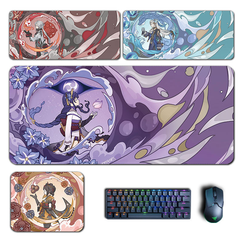 Genshin Impact แผ่นรองเมาส์ Arlechino Chiori Ganyu Itto Ayaka Mousepad Genshin คอมพิวเตอร์ Pad อะนิเมะ PC Gaming อุปกรณ์เสริมโต๊ะ