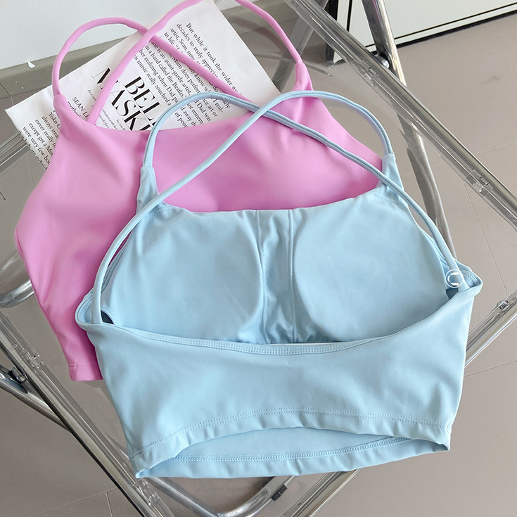 【MAGGIEYOGA】สปอร์ตบรา สายสปาเก็ตตี้ เสื้อกั๊กกีฬาไขว้ บราออกกำลังกายหลังสวย แห้งเร็ว