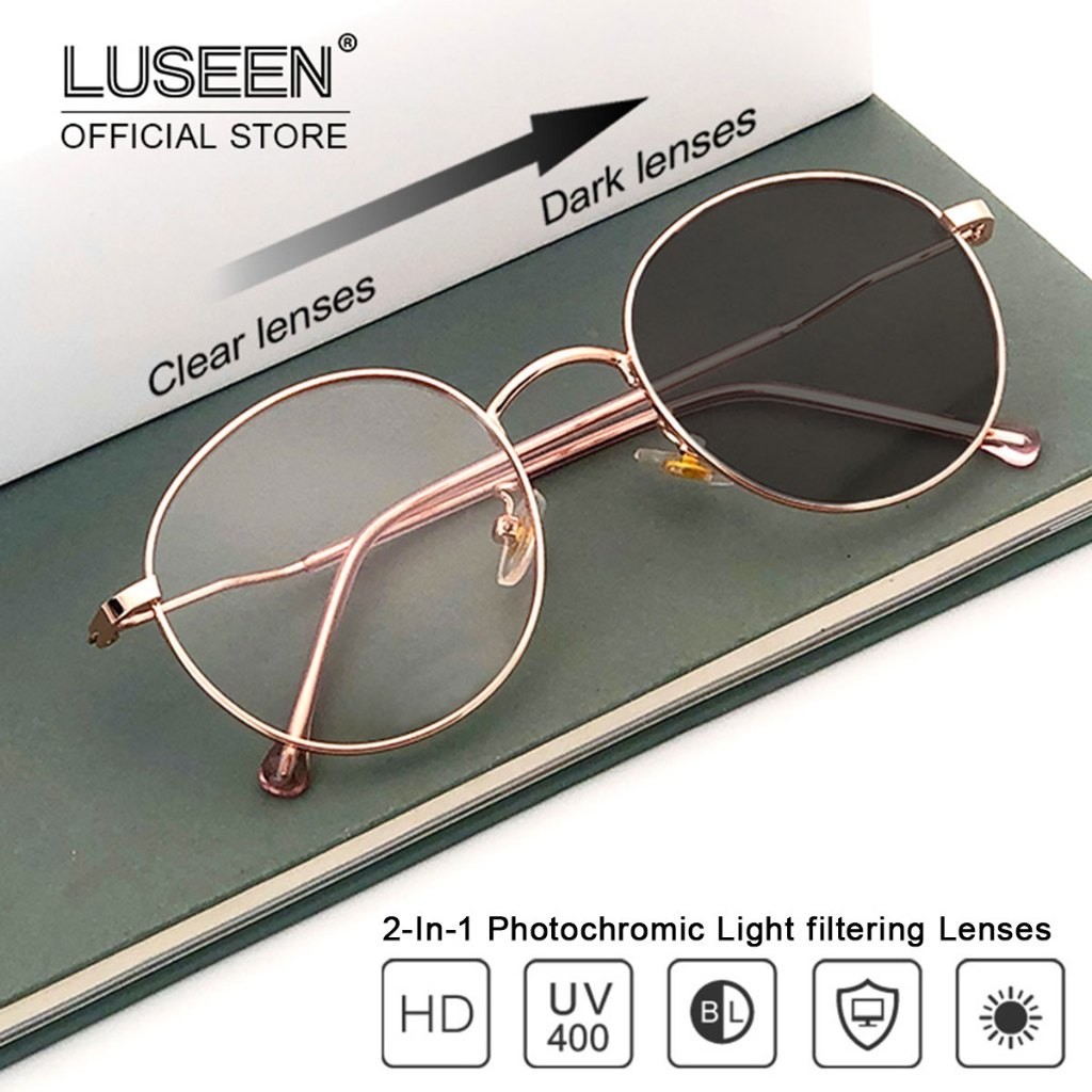 LUSEEN Glasses Cermin Mata Anti Silau Photochromic Eyeglasses For Women And Man Replaceable Spectacles Frame Raya Gifts