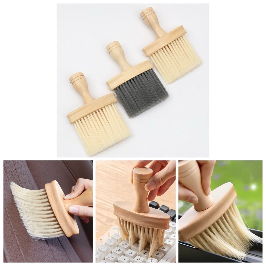 ✨ แปรงปัดผม ปัดเศษผม ด้ามไม้ แปรงร้านตัดผม ไม้ปัดฝุ่น  ขนนุ่มแด้ง รุ่นอัพเกรดใหม่ เกรดพรีเมี่ยม ✨