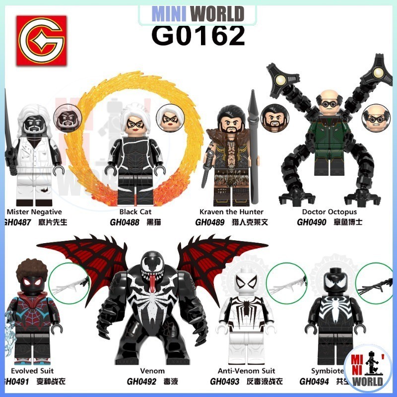 (Marvel) Mini Figure Series Mr. เชิงลบ/Venom/Black Cat/Anti-Venom ชุดอาคารบล็อกประกอบเครื่องประดับเด