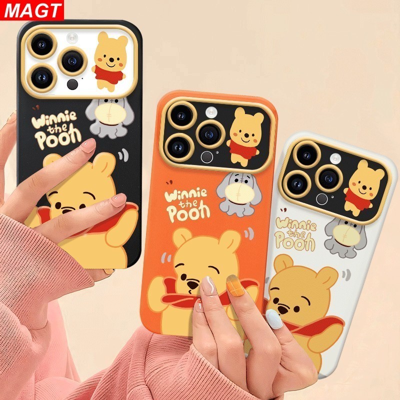 สําหรับrealmeหมายเหตุ50 C51 C53 C55 C31 C20 C30 C33 C17 C35 C31 C12 Realme 10 5 9i 8i 8 C11 C21Y C25Y C15 C3 น่ารักการ์ตูนหมีพูห์เคสโทรศัพท์TPUกรณีเลนส์หน้าต่าง