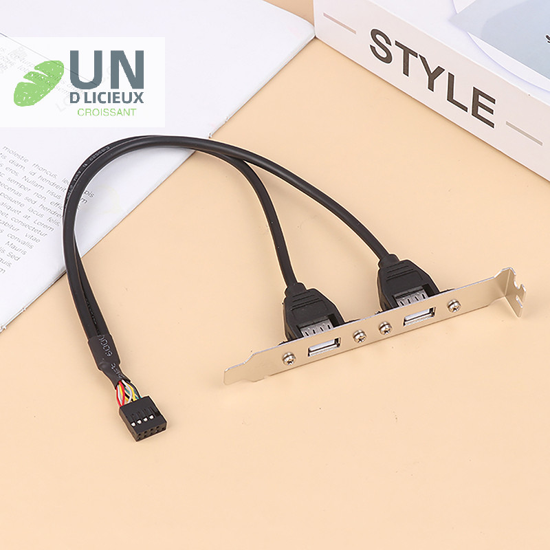 ดี 30 ซม.สีดํา 2 พอร์ต USB 2.0 เมนบอร์ดแผงด้านหลังขยายไปยัง IDC 9 พินเมนบอร์ดสาย USB อะแดปเตอร์โฮสต์ได้ดี