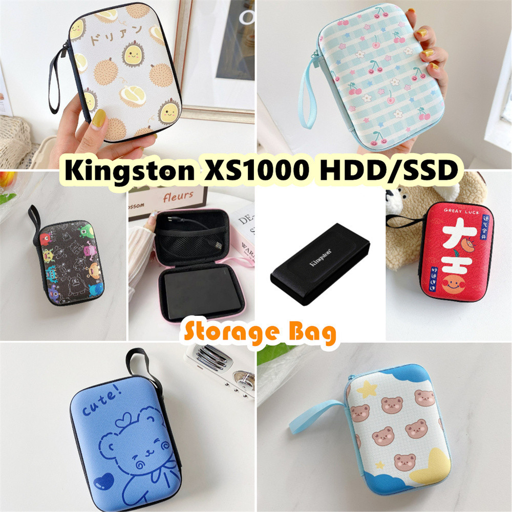 สําหรับ Kingston XS1000 9.5x13.5 ซม.HDD/SSD ฮาร์ดไดรฟ์กระเป๋าเก็บการ์ตูนแบบพกพาฮาร์ดไดรฟ์ภายนอกกันน้