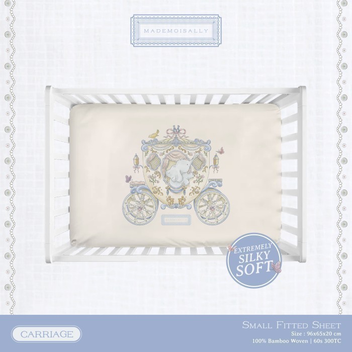 ผ้าปู ผ้าปูที่นอนเด็ก ผ้าปูเตียงเด็ก 96x65x20ซม Bamboo Woven Small Fitted Sheet Carriage Collection-