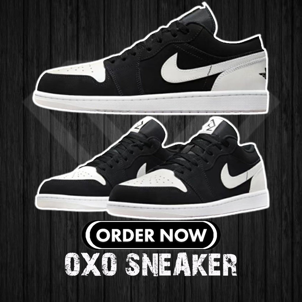 Pure Original air A/J 1 Low se Panda สีขาว/สีดํา A/J 1 AJ Panda DH6931-001 NK รองเท้าผ้าใบรองเท้าผู้
