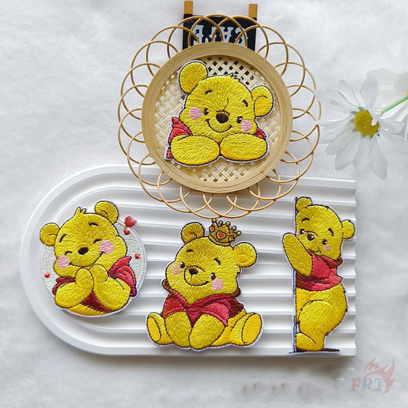 ☸ Q Bear Self-adhesive Patch ☸ 1 ชิ้น/4 ชิ้น DIY เหล็กบนเย็บป้ายตกแต่ง