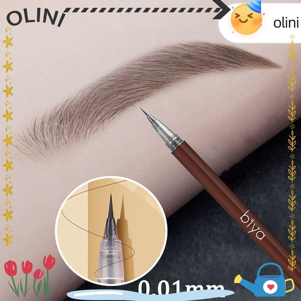 Olini 2PCS ดินสอเขียนคิ้วกันน้ำติดทนนานสำหรับผู้หญิง ดินสอเขียนคิ้วแบบน้ำ Super Fine Outline อายไลเนอร์