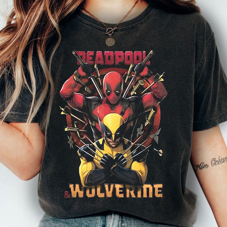 Marvel Deadpool & Wolverine graphic 100 % Cottonton O-neck T-Shirt สําหรับผู ้ ชาย S-5XL