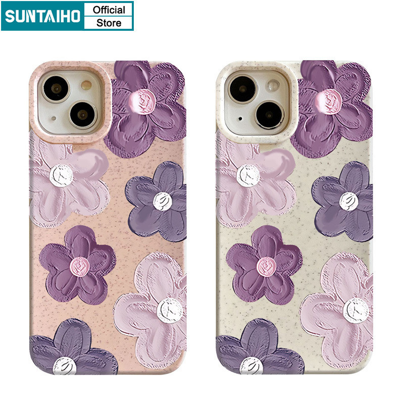 Suntaiho แฟชั่นปลอกหรูหราดอกไม้ที่สวยงามรูปแบบเคสโทรศัพท์สําหรับIphone 15 14 12 13 11 Pro Max IP 7 8 Plus Iphon X Xs XR Xs Maxซิลิโคนนุ่มพรีเมี่ยมกันกระแทกปกหลัง