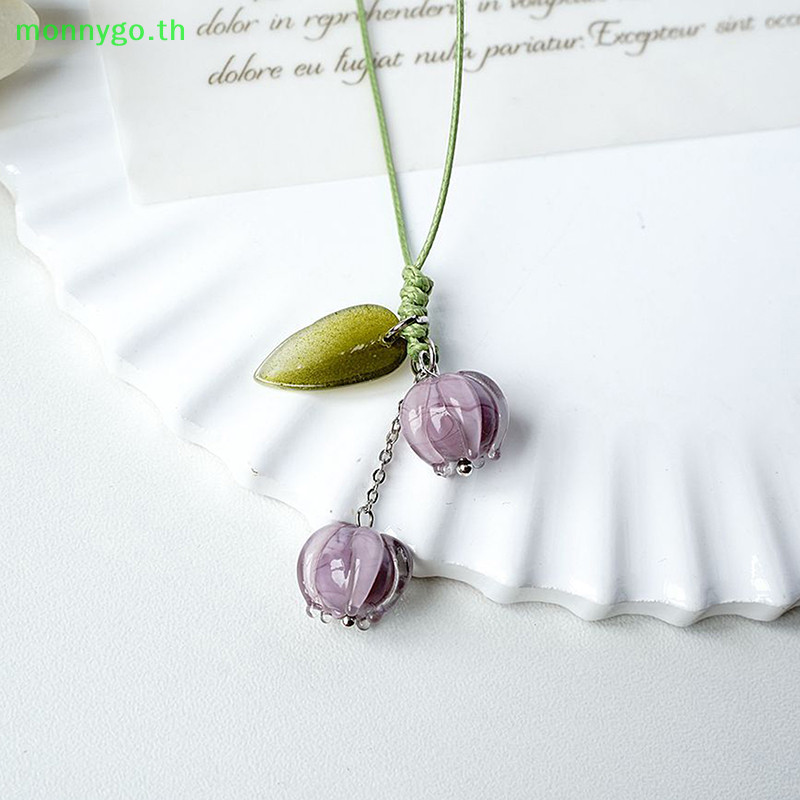 Monnygo Creative Tulip ดอกไม้ใบสายคล้องโทรศัพท์มือถือ Ch เชือกมือน่ารักพวงกุญแจกระเป๋าแฟชั่นกล้องจี้เชือกเส้นเล็กตกแต่ง TH