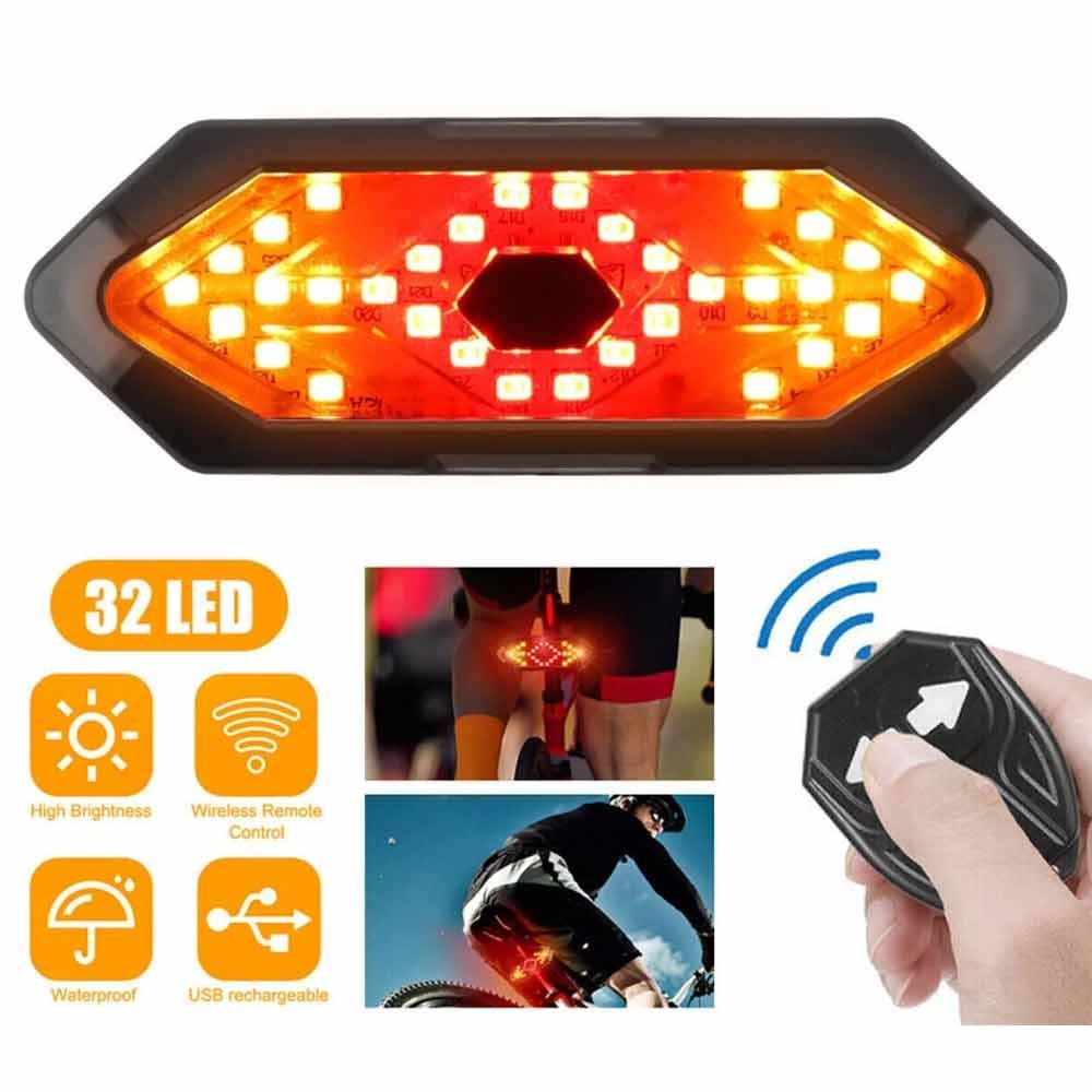 Bicycle Light Wireless Indicator Bike Rear Tail Signal Light Rechargeable LED Lights &amp; Reflectors