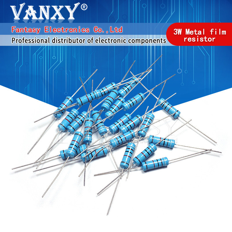 10pcs 3W ตัวต้านทานฟิล์มโลหะ 1% 1R ~ 1M 1R 4.7R 10R 22R 33R 47R 1K 4.7K 10K 100K 1 4.7 10 22 33 47 4