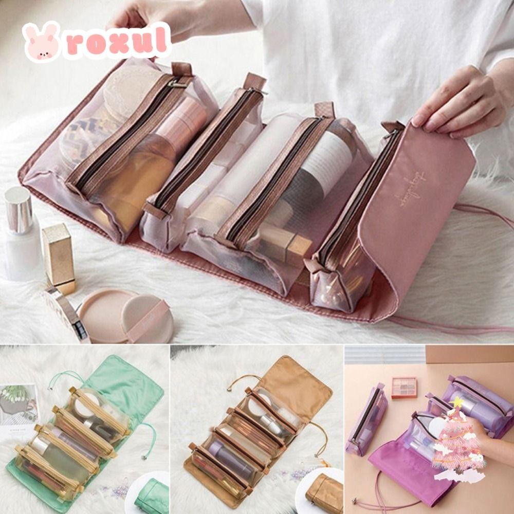 Roxul แขวนแป ้ งกระเป ๋ าเดินทางแบบพกพากระเป ๋ าถือ Roll-up Cosmetic Organizer