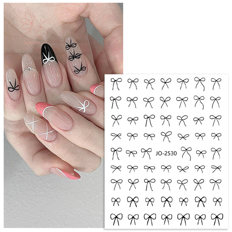 [maybeauty] Minimalist Line Bow Nail Art สติกเกอร์รูปลอก Ultra-Thin Self กาวสติ๊กเกอร์ติดเล็บสําหรับตกแต่งเล็บสติ๊กเกอร์ติดเล็บสําหรับผู้หญิง {TH}