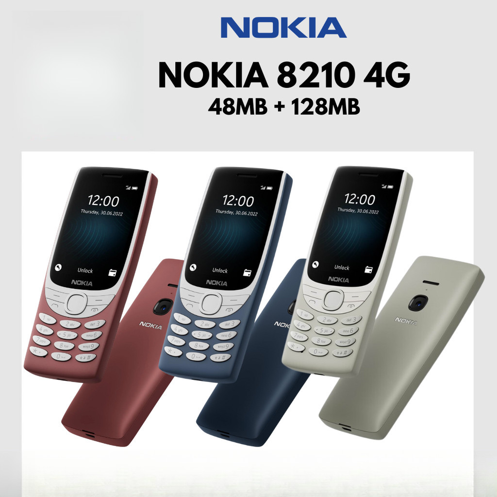 Nokia 8210 4G LTE 2.8 นิ้วพร้อมกล้องหลังวิทยุ FM เครื่องเล่น MP3 โทรศัพท์มือถือพื้นฐาน