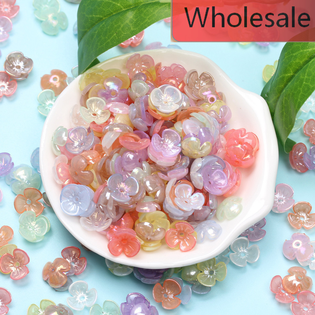200ชิ้น9.5มิลลิเมตรอะคริลิเสน่ห์ที่มีสีสันดอกไม้ขนาดเล็กลูกปัดเครื่องประดับทําสร้อยข้อมือจี้สิ่งที่แนบมาที่สําคัญโซ่ขายส่งที่ทําด้วยมือ