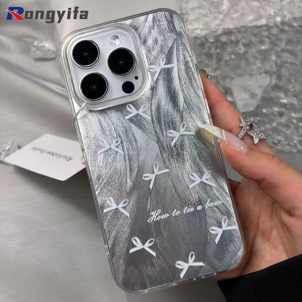 Ins สไตล์สีขาว Bow Bling เคสโทรศัพท์สําหรับ Vivo V30 V29 V27 Pro V23 V21 V21S V20 Pro Y73S X100 X90 