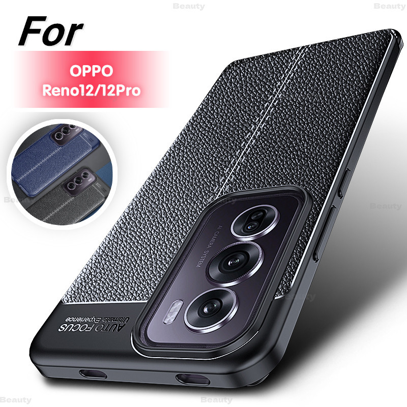 ปลอกoppo Reno 12 5GซองหนังสําหรับOppo Reno 12 ProฝาครอบเดิมกันกระแทกซิลิโคนหรูหราTPUป้องกันโทรศัพท์ฝาหลังOppo Reno12 12Pro SoftCase Reno12Pro OPPO Reno11