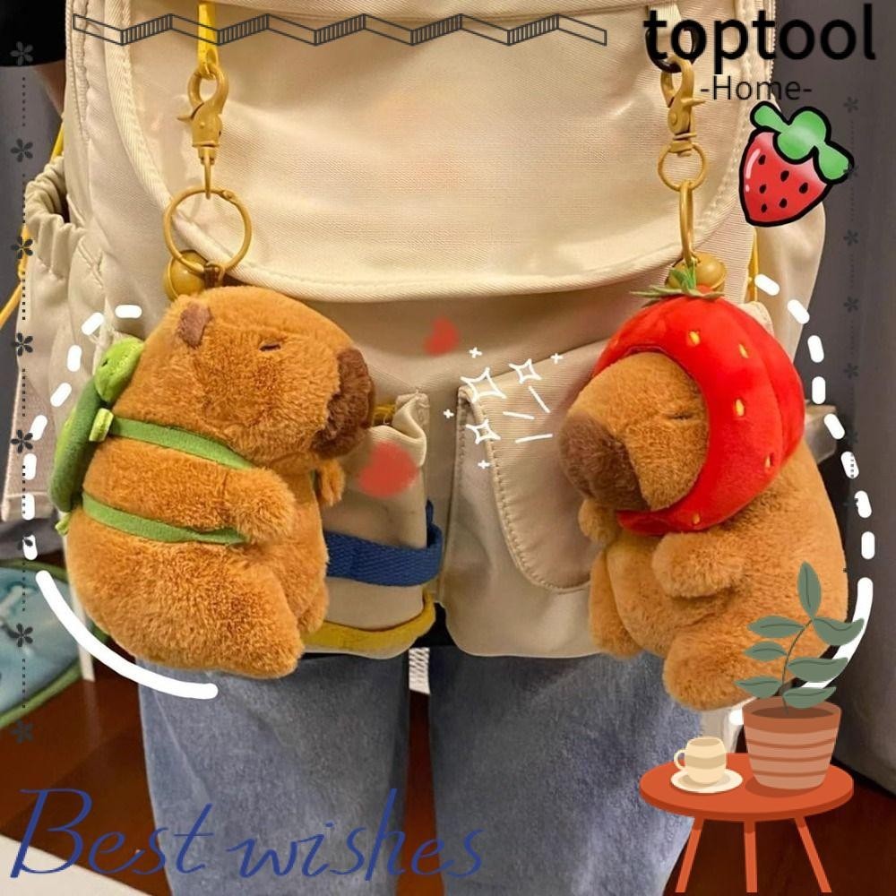 Toptool จําลอง Capibara, หนูตะเภาน่ารักตุ๊กตา Capybara ตุ๊กตาพวงกุญแจ,ปุยนุ่มตุ๊กตาของขวัญตุ๊กตาสัตว์ Capy อะนิเมะ Fluffy ของเล่นสําหรับของขวัญวันเกิด