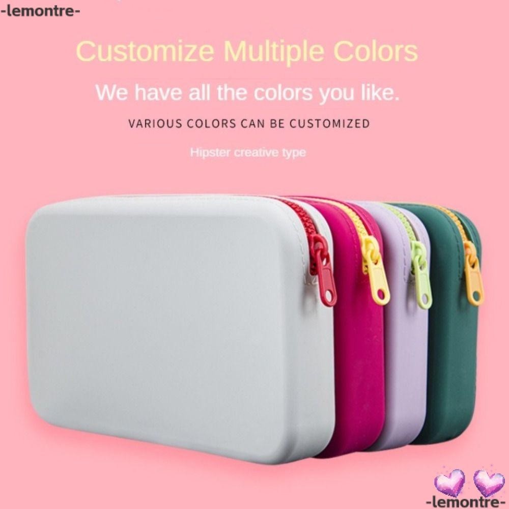 Lemontre กระเป๋าซิลิโคน ทรงสี่เหลี่ยม จุของได้เยอะ กันน้ํา แบบพกพา สําหรับใส่เครื่องสําอาง แปรงแต่งหน้า