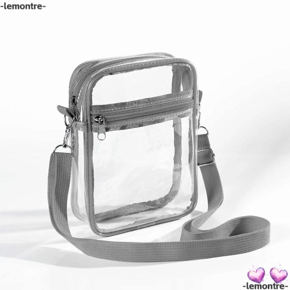 Lemontre กระเป๋าสะพายไหล่ PVC แบบใส มีซิป ปรับได้