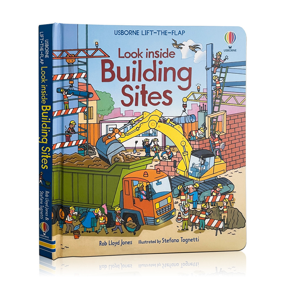 Usborne Look Inside Building Sites การศึกษา 3D Flap หนังสือภาพภาษาอังกฤษสําหรับเด ็ กเด ็ กอ ่ านหนังสือเวลานอน