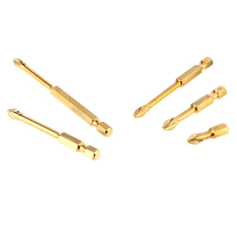 MAI Gold Titaniums เคลือบไขควงบิตชุด 25-150 มม.Hex Shank สว่านไฟฟ้า PH00 PH0 PH1 PH2