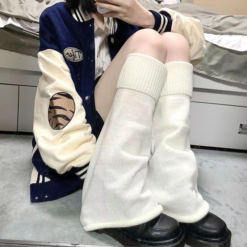 ถุงเท้าถุงเท้าถุงเท้ากองสไตล์ฤ jk Harajuku Millennium Slimmer  y2k นุ่มสาวถักญี่ปุ่นขาปกเอเชียวัฒนธรรม U0K2