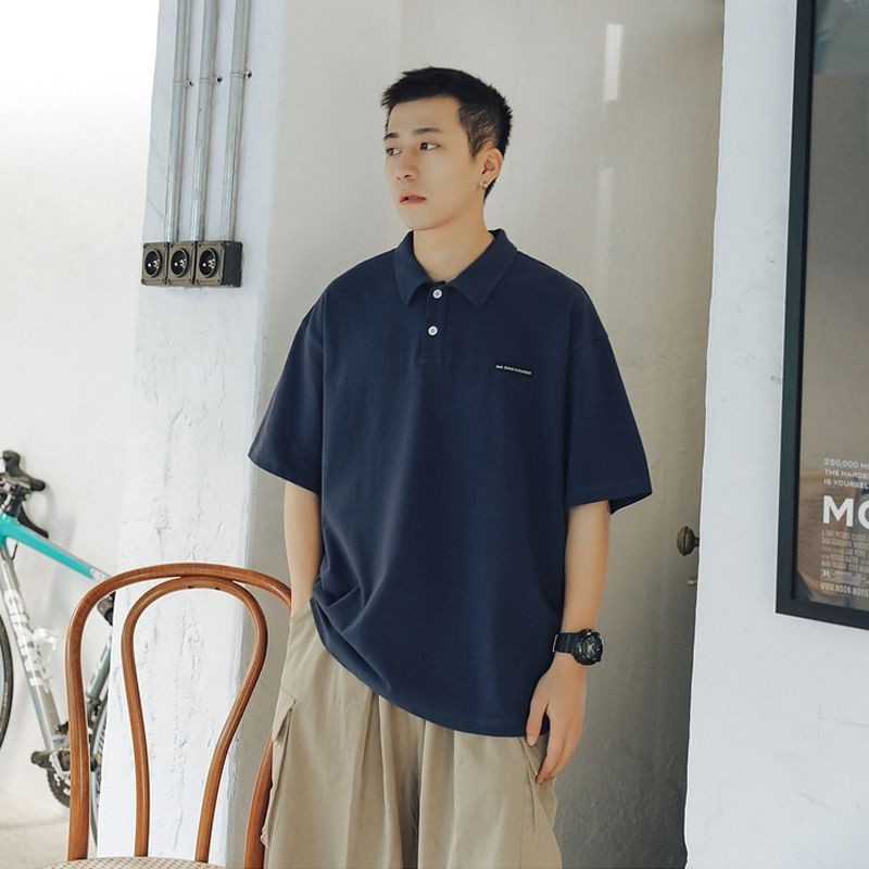 [Polo Tshirt] (45-150kg) Men Plus Size Plain Top Loose Pocket Shirt Korean Style Fashion Oversize T Shirt