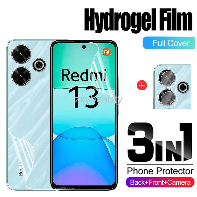 3in1 Soft Hydrogelฟิล์มสําหรับRedmi 13 4G 13C 5G 2024 ฟิล์มด้านหลังสําหรับRedmi13 Redmi13Cกล้องเลนส์