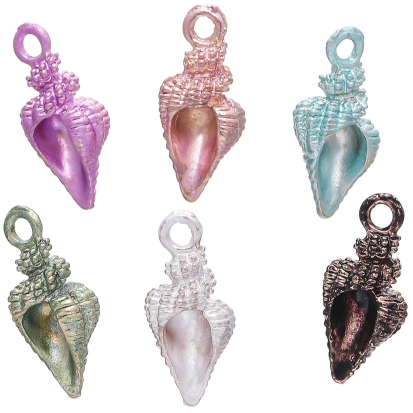 St. kunkka 4-10 ชิ้นจี้โลหะผสม 8.5 * 19 มม.จี้สังข์หลากสีสําหรับจี้เครื่องประดับ DIY