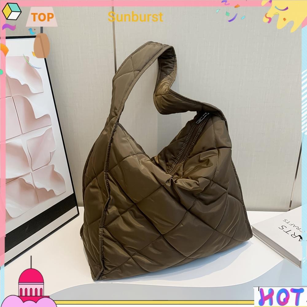 Casual Tote Bag กระเป๋าสะพายผ้าฝ้าย Quilted ความจุขนาดใหญ่ Hobo Bag สําหรับผู้หญิง [Sunburst11.th]