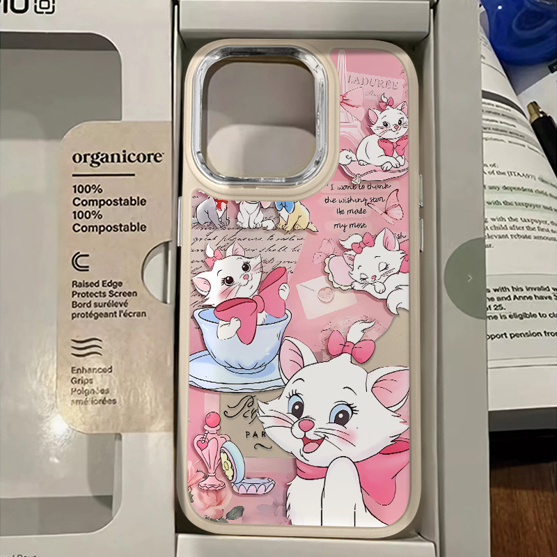 Creative การ์ตูน Mary Cat รูปแบบเคสโทรศัพท์สําหรับ IPhone 15 13 14 12 11 Pro X XR Xs Max Se2020 7/8 Plus เลนส์อิสระกรอบซิลิโคนอ่อนนุ่มเคสโทรศัพท์